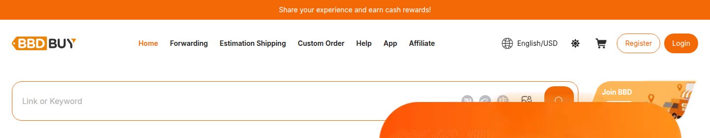 BBDBuy-Suche: Link or Keyword, um einen Taobao-, 1688- oder Weidian-Link einzufügen